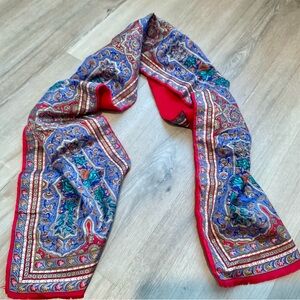 Vintage Neiman Marcus Vibrant Red and Blue Scarf